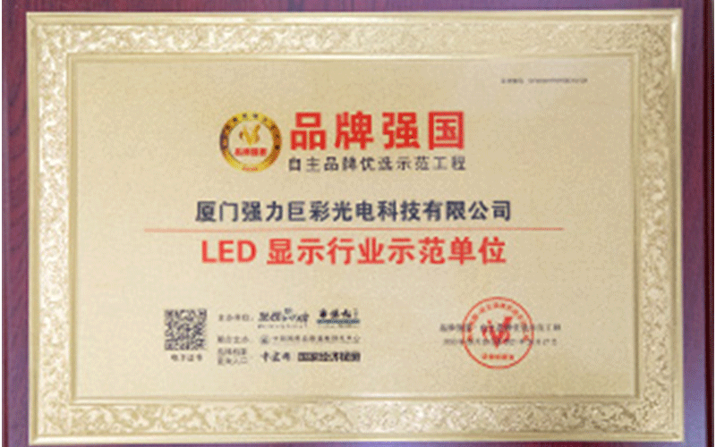 品牌强国LED显示行业示范单位